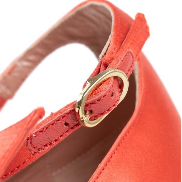 RED Valentino Orange Satin Open Toe Pumps size 7 - Picture 8 of 12
